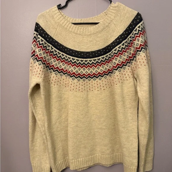 Duluth trading company wool blend nordic sweater XL Fair Isle Cabin 75% Wool - Picture 2 of 6